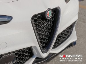 Alfa Romeo Giulia Front V Shield Grill Frame + Emblem Frame Kit - Carbon Fiber Alfa Romeo Giulia Front V Shield Grill Frame + Emblem Frame Kit - Carbon Fiber